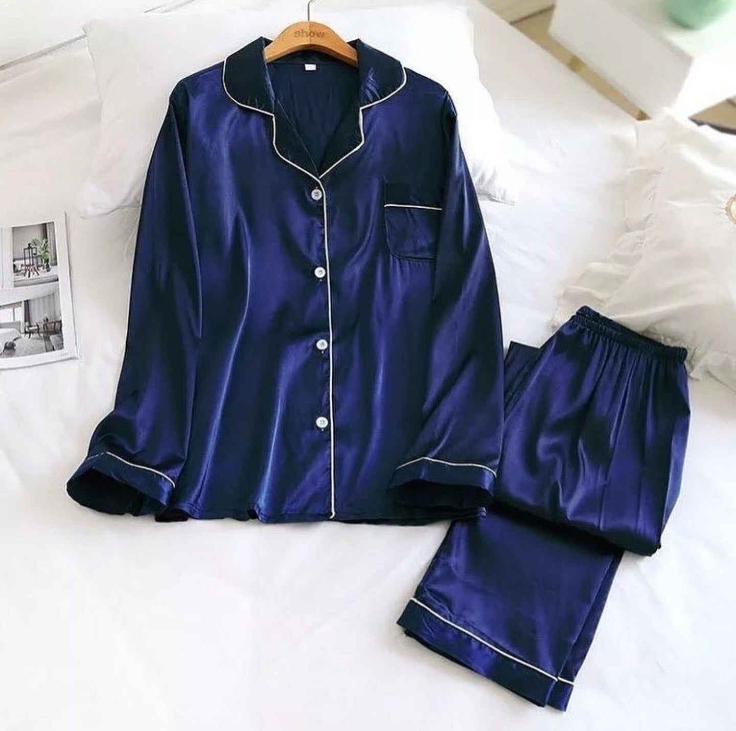 Silk Loungewear Suit - Blue
