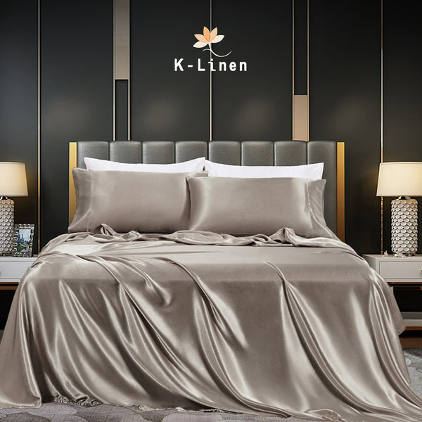 Premium Satin Silk Sheet - Dark Grey