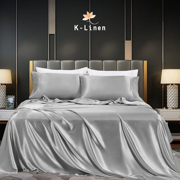 Premium Satin Silk Sheet - Grey