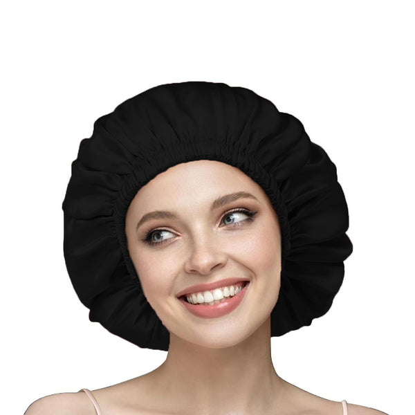Silk Hair Bonnet - Black