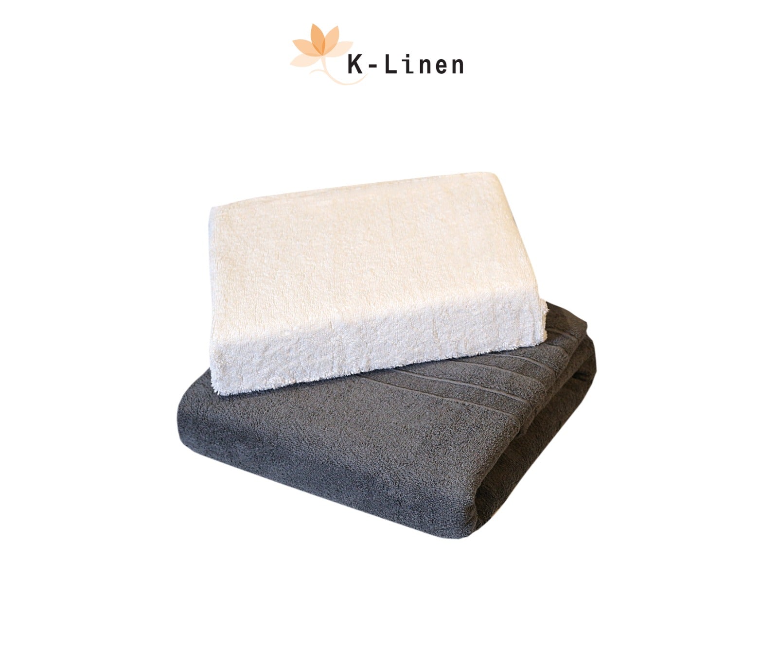 Towel Set Of 2 Pcs - Grey & White