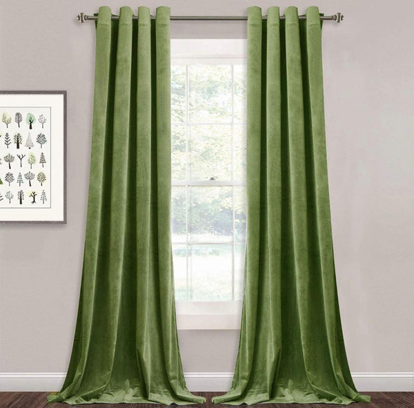 Premium Velvet Curtain - Green