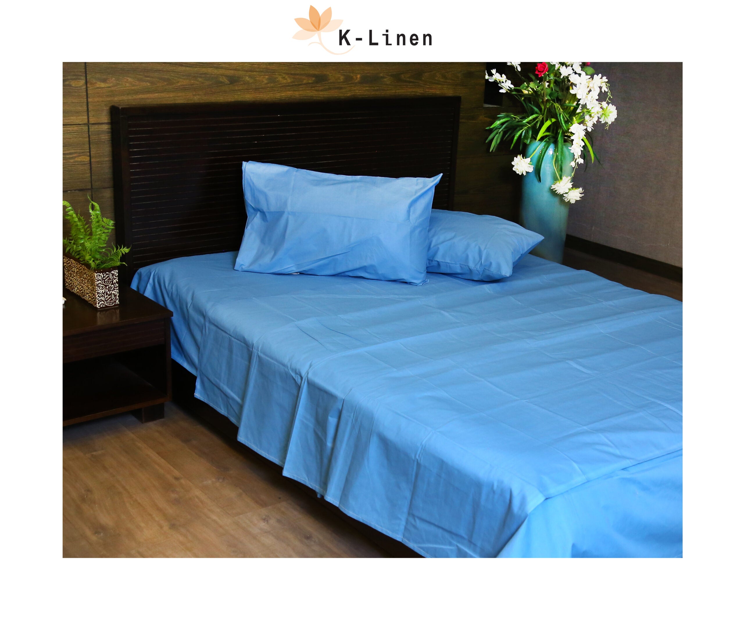 Sky Blue Solid Bed Sheet Set
