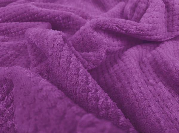 Waffle Fleece Blanket / Bed Spread - Purple