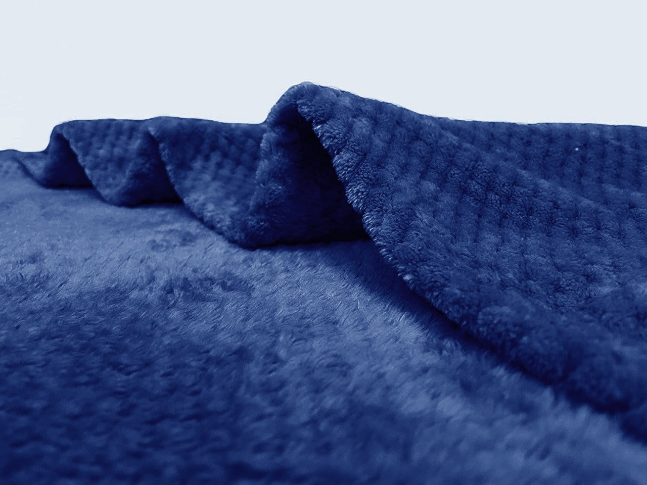Waffle Fleece Blanket / Bed Spread - Navy Blue