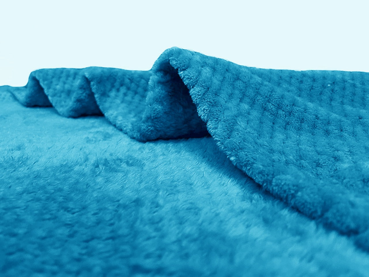 Waffle Fleece Blanket / Bed Spread - Sky Blue