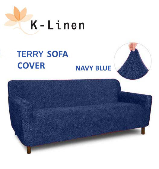 Premium Terry Sofa Cover - Navy Blue