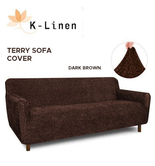 Premium Terry Sofa Cover - Dark Brown