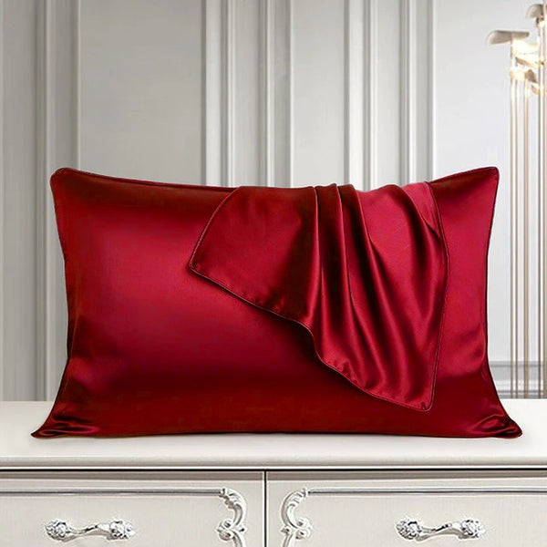 Pair of Satin Pillow Cover - Red