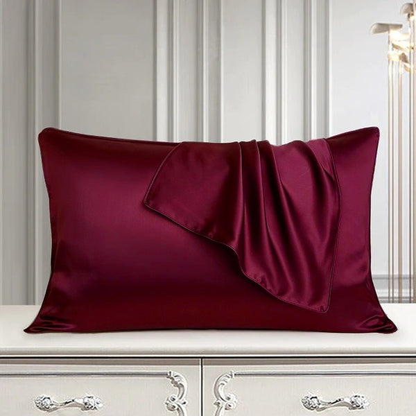 Pair of Satin Pillow Cover - Crimson Maroon