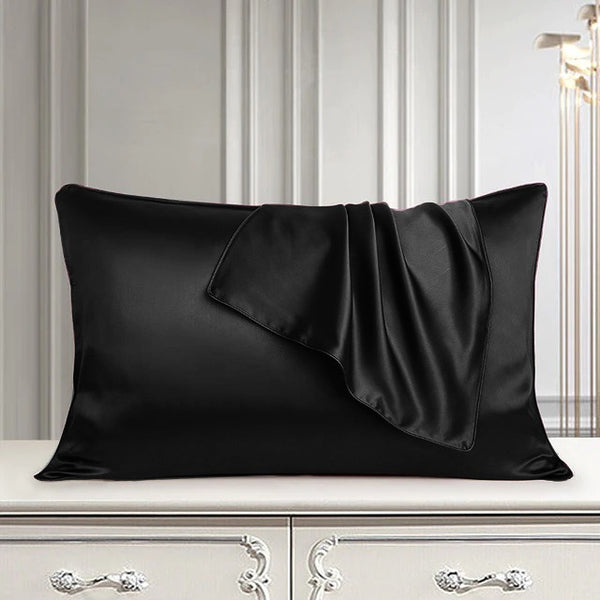 Pair of Satin Pillow Cover - Black