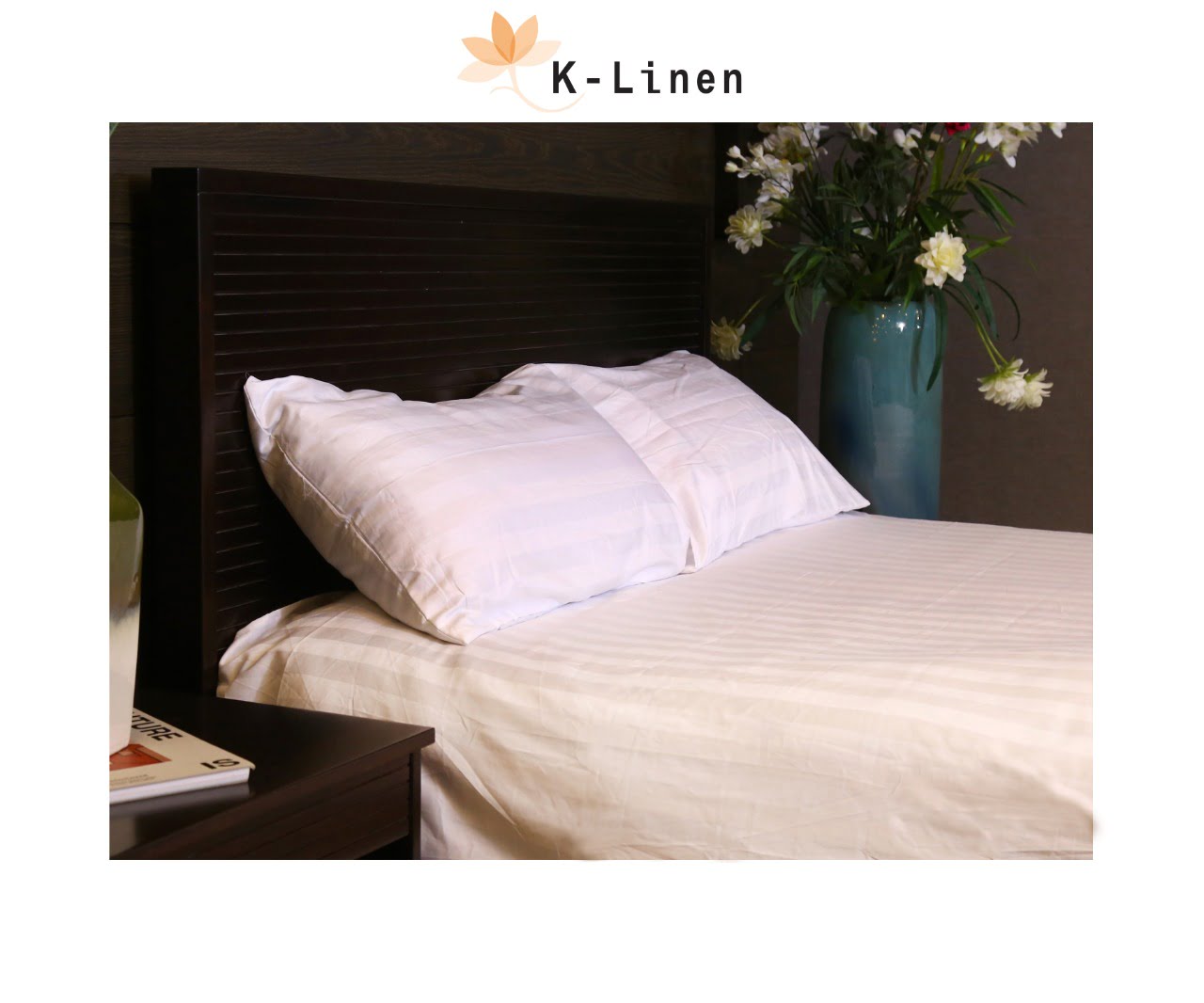Luxury White Satin Stripes Bed Sheet Set