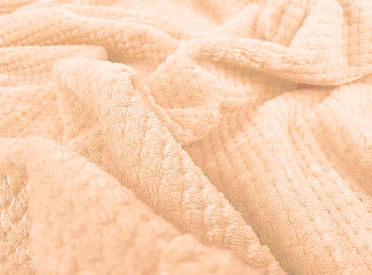 Waffle Fleece Blanket / Bed Spread - Peach