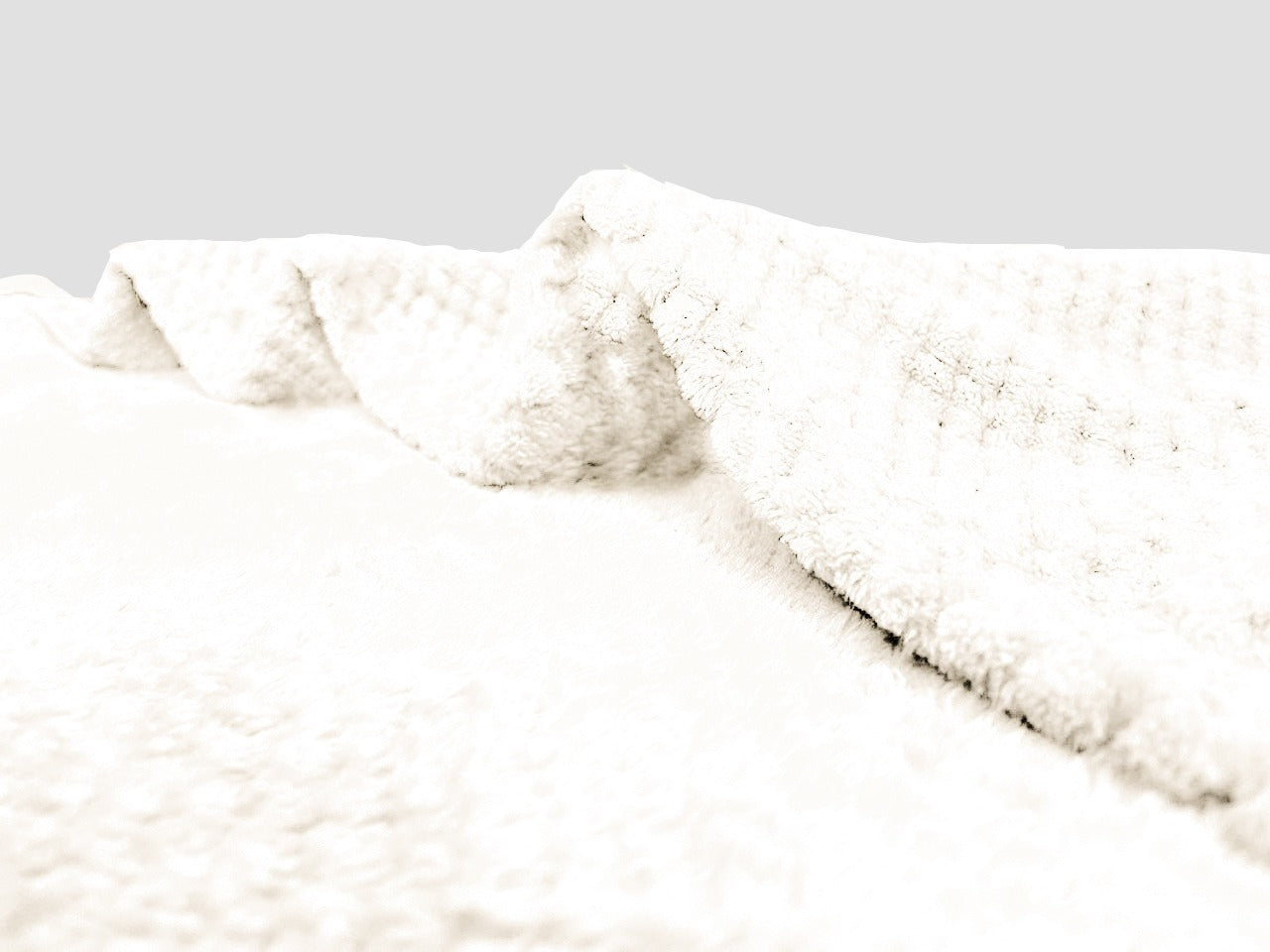 Waffle Fleece Blanket / Bed Spread - Creamy White