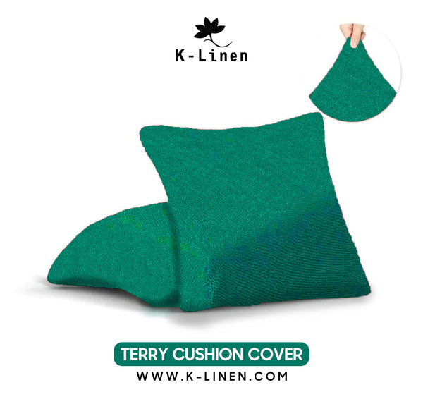 Terry Cushion Cover- Emerlad Green