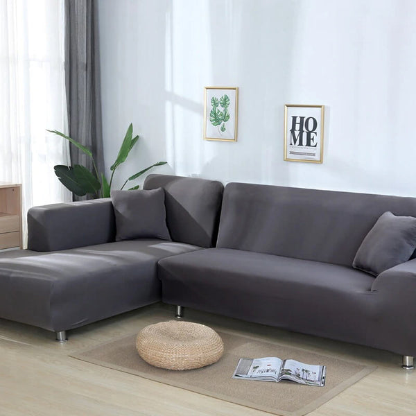 L Shape Jersey Sofa Cover - Frost Grey