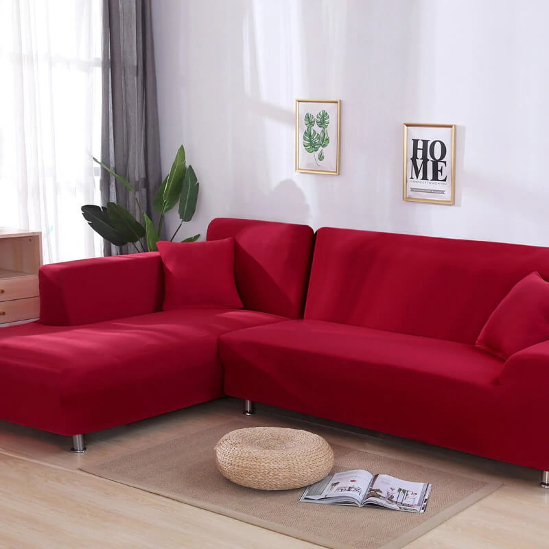 L Shape Jersey Sofa Cover - Maroon