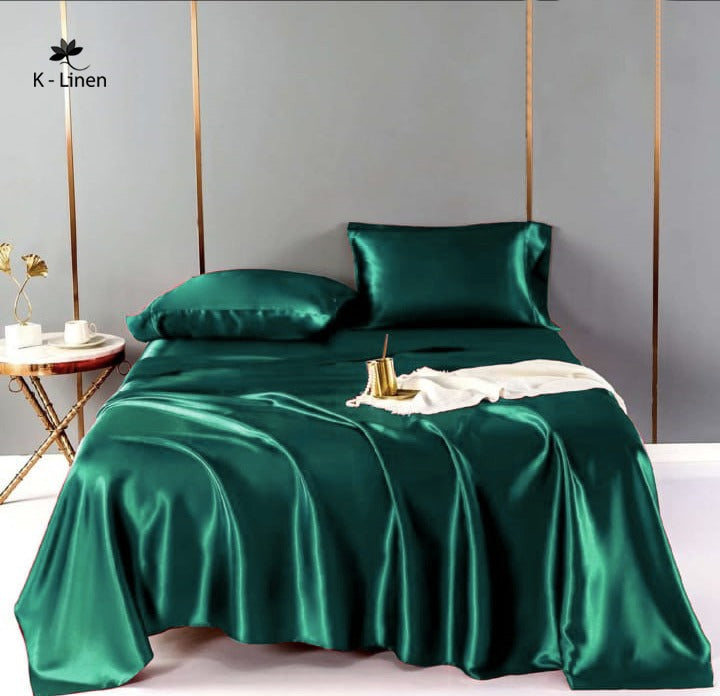 Premium Satin Silk Sheet - Emerald Green