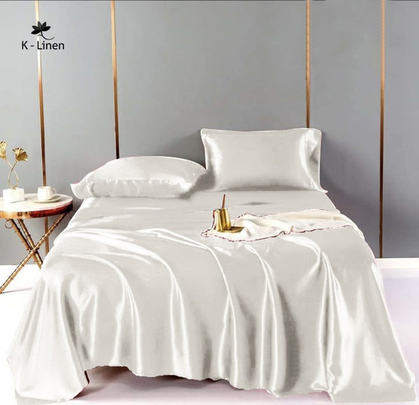 Premium Satin Silk Sheet - White