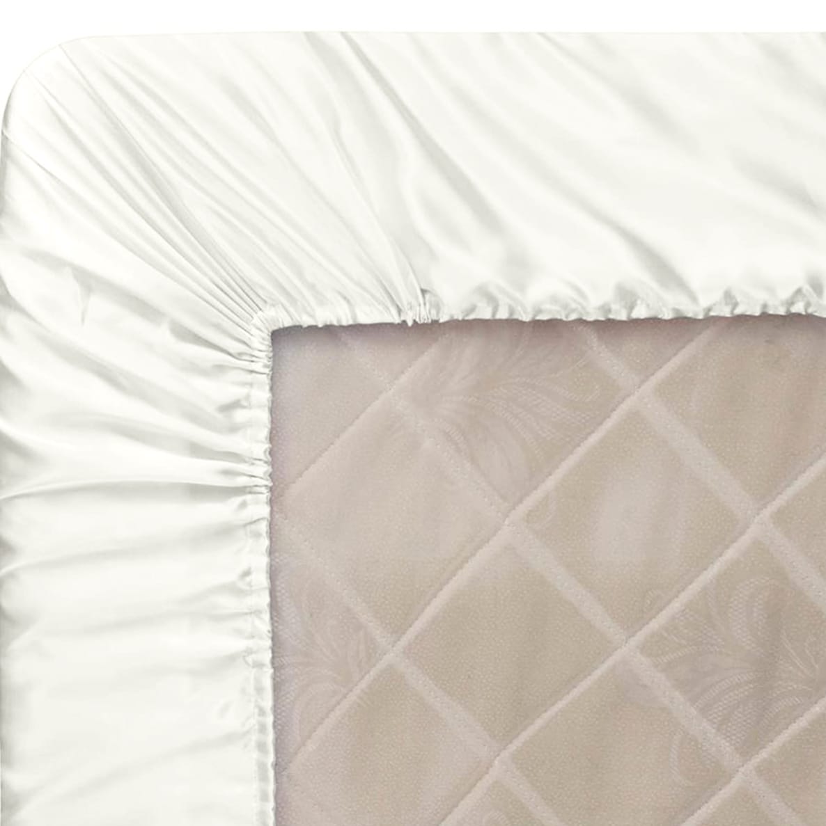 Satin Silk Fitted Sheet - White