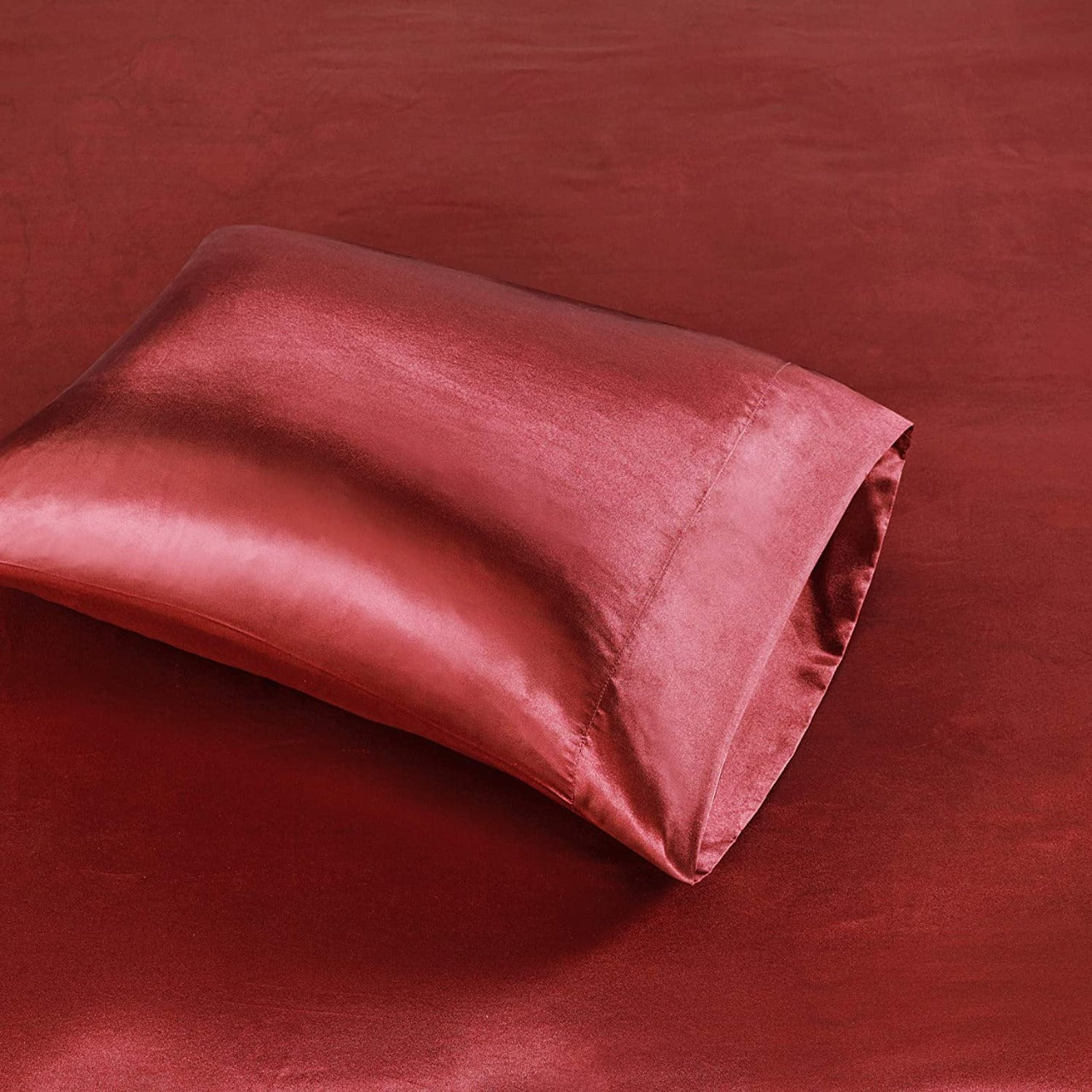 Premium Satin Silk Sheet - Crimson Maroon