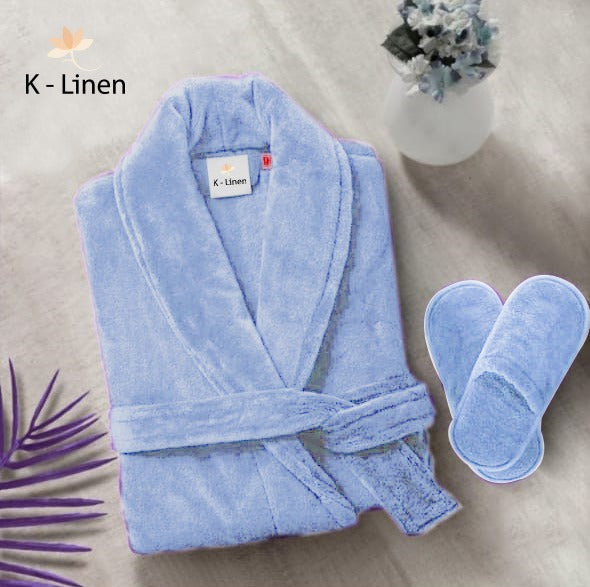 Velour Sky Blue Bathrobe